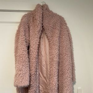 Pink fur coat